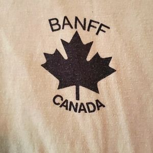 Vintage '80s Banff Canada light brown ringer tshirt - Size L